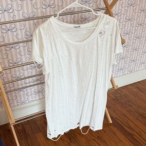 Tobi White Distressed Mini Dress